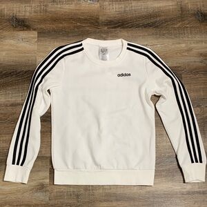 Adidas Women’s White Crewneck Sweatshirt with Black Stripes
